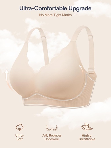 Wireless Jelly Bras for Women No Underwire with Support